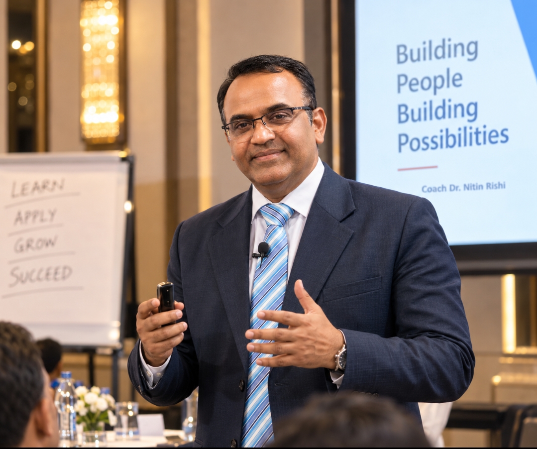 Coach Dr. Nitin Rishi presenting at a corporate training session